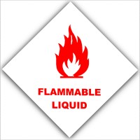 6 x Red on White Flammable Liquid-External Self Adhesive Warning Stickers-Bottle Logo-Health and Safety Sign 